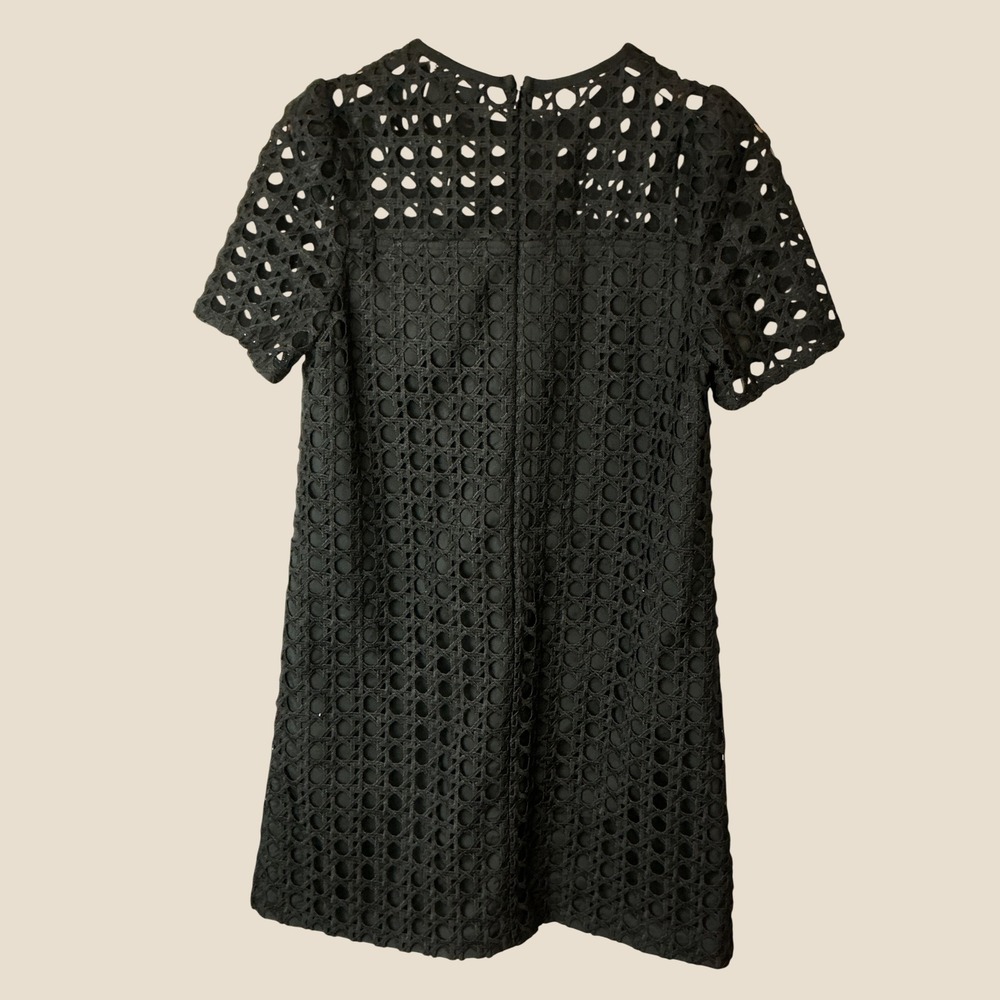 Tuckernuck Black Eyelet Lace Shift Dress Gold Button Pocket Short Sleeve Small - Picture 4 of 9